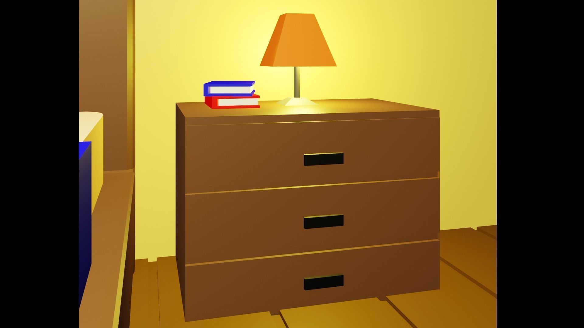 Bedroom room with bed and desk Free low-poly 3D model_4