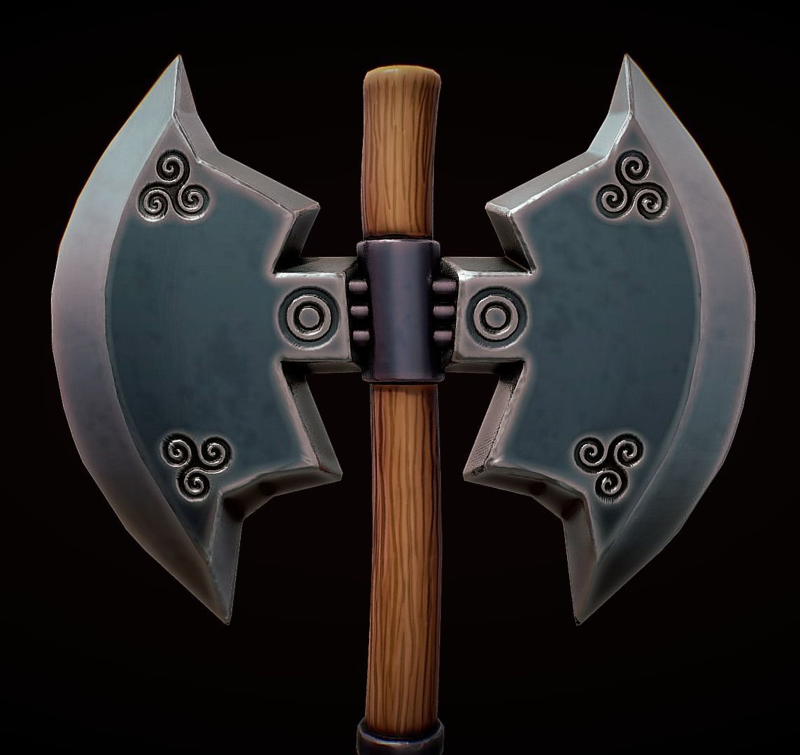 Low Poly Stylized axe Low-poly 3D model_1