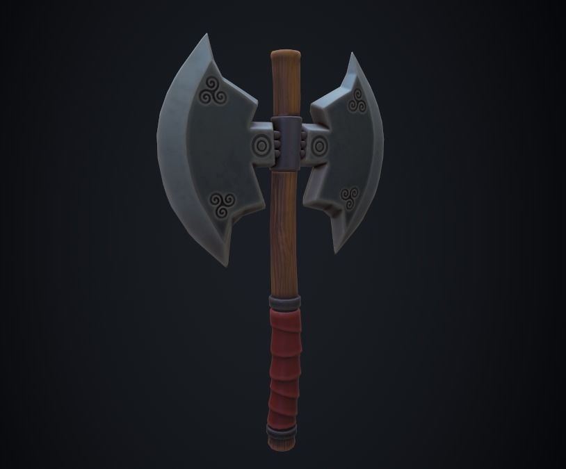 Low Poly Stylized axe Low-poly 3D model_4