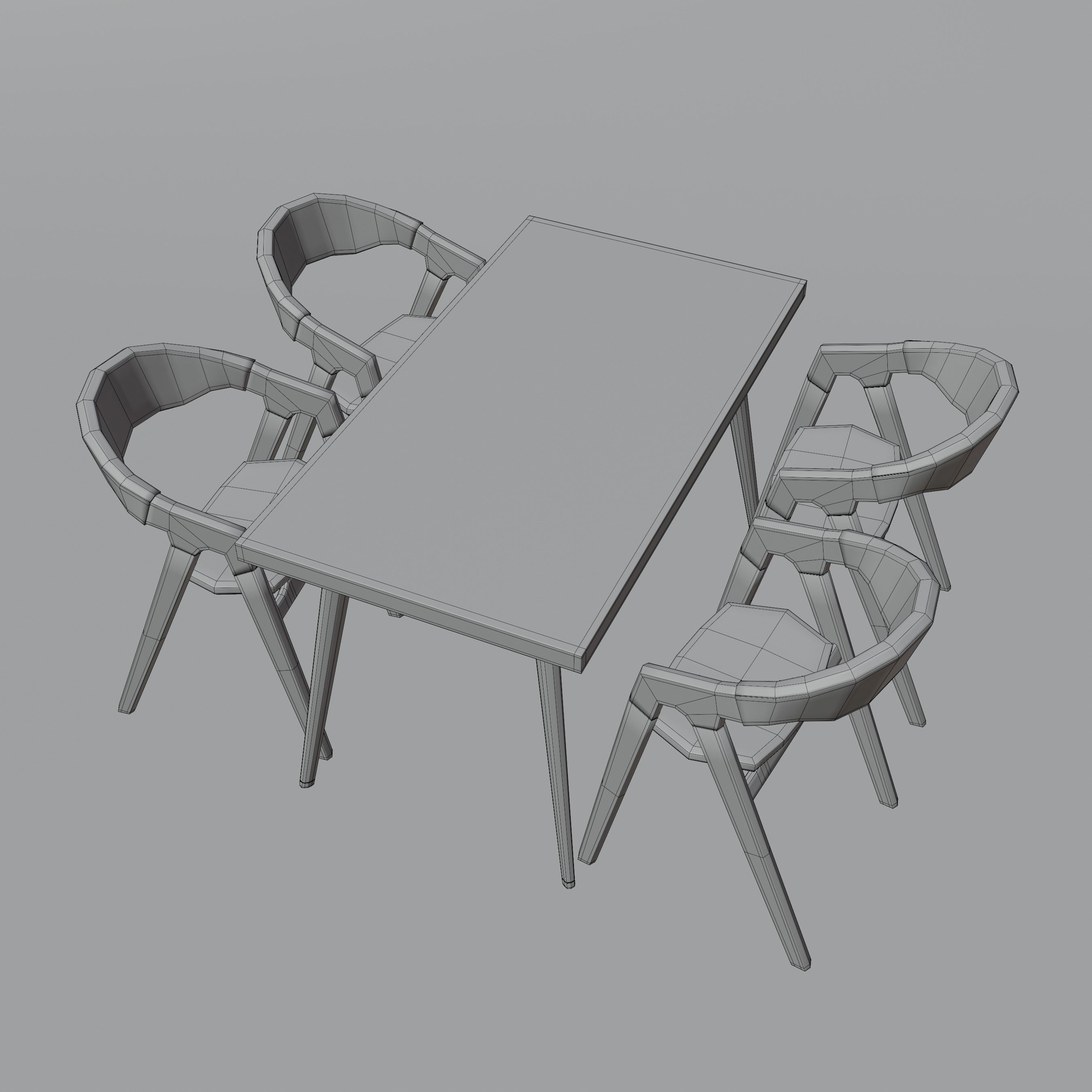 Modern Kitchen and Dining Set Low-poly 3D model_7