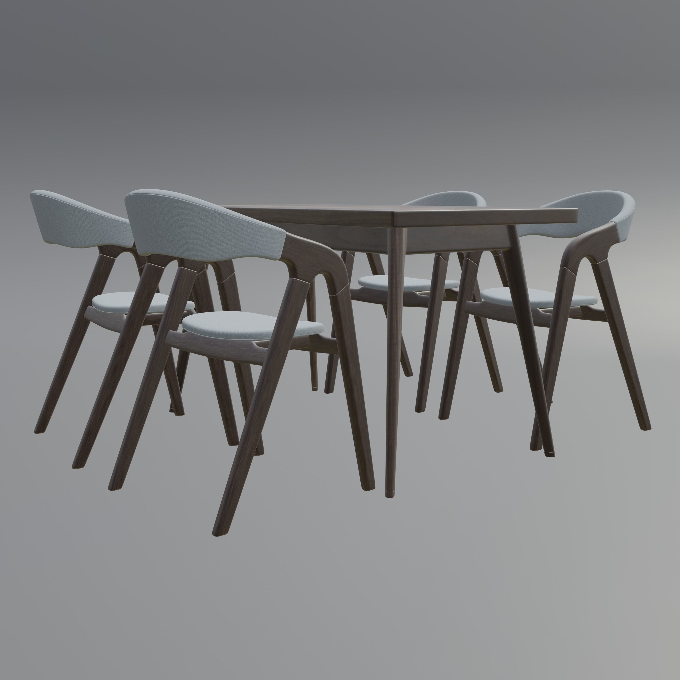 Modern Kitchen and Dining Set Low-poly 3D model_2