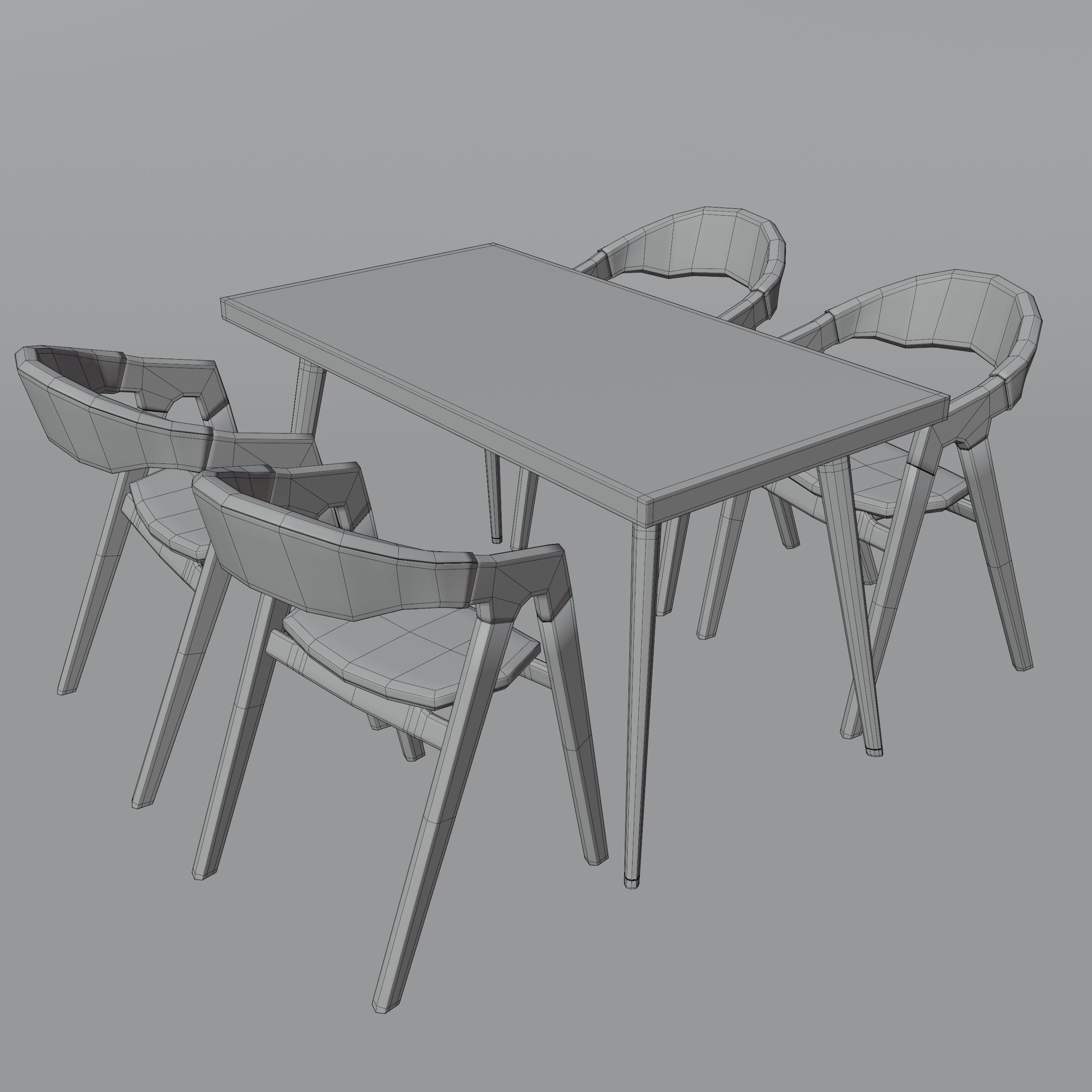Modern Kitchen and Dining Set Low-poly 3D model_6