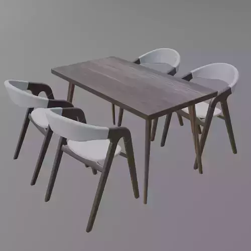 Modern Kitchen and Dining Set Low-poly 3D model