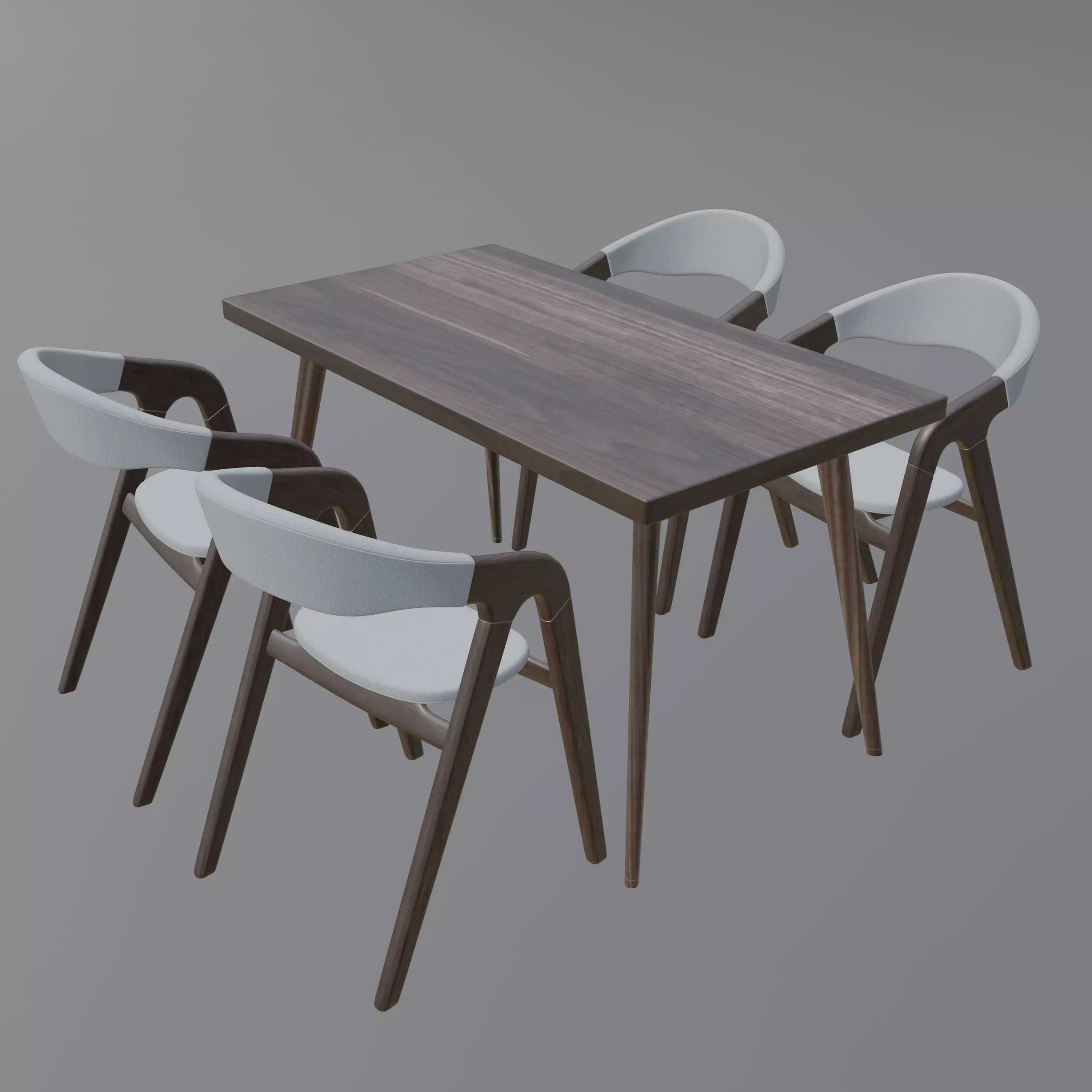 Modern Kitchen and Dining Set Low-poly 3D model_0