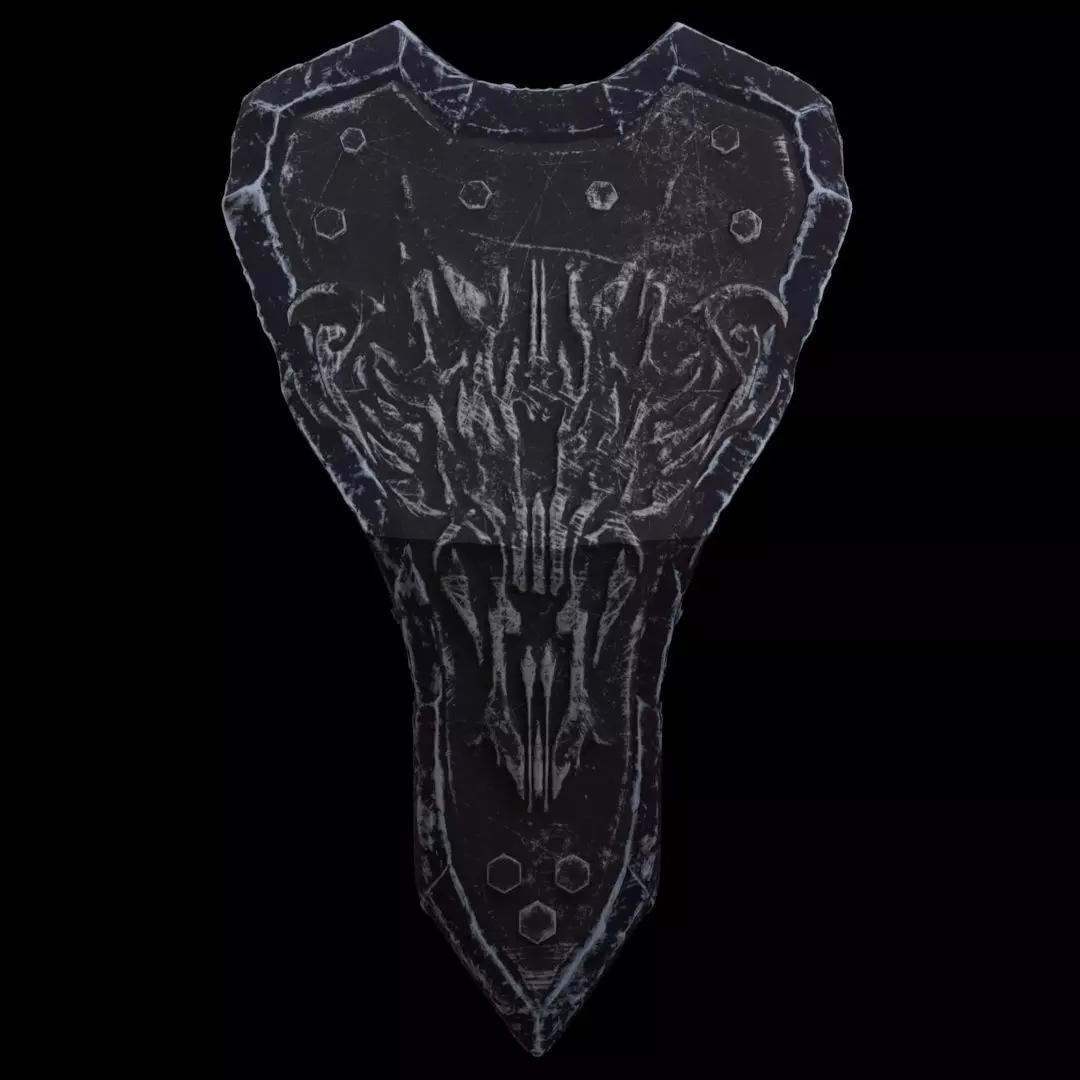 high quality fantasy shield Low-poly 3D model_0