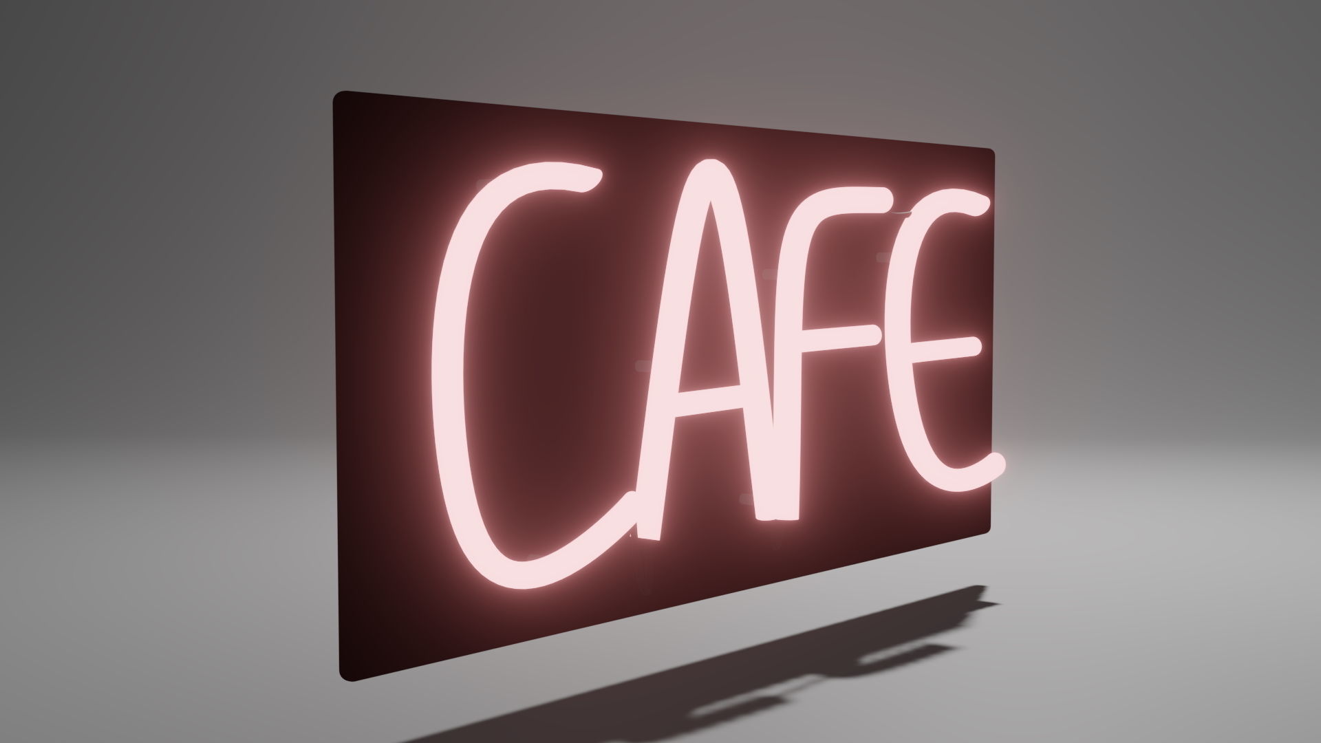 Cafe Neon Sign Low-poly 3D model_3