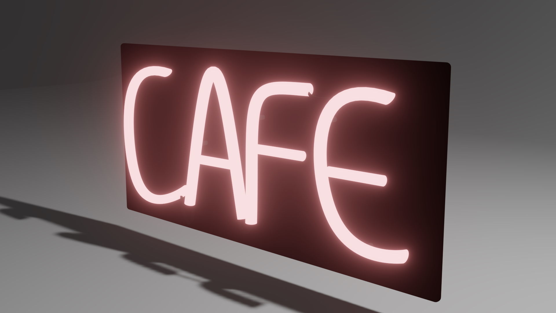 Cafe Neon Sign Low-poly 3D model_1