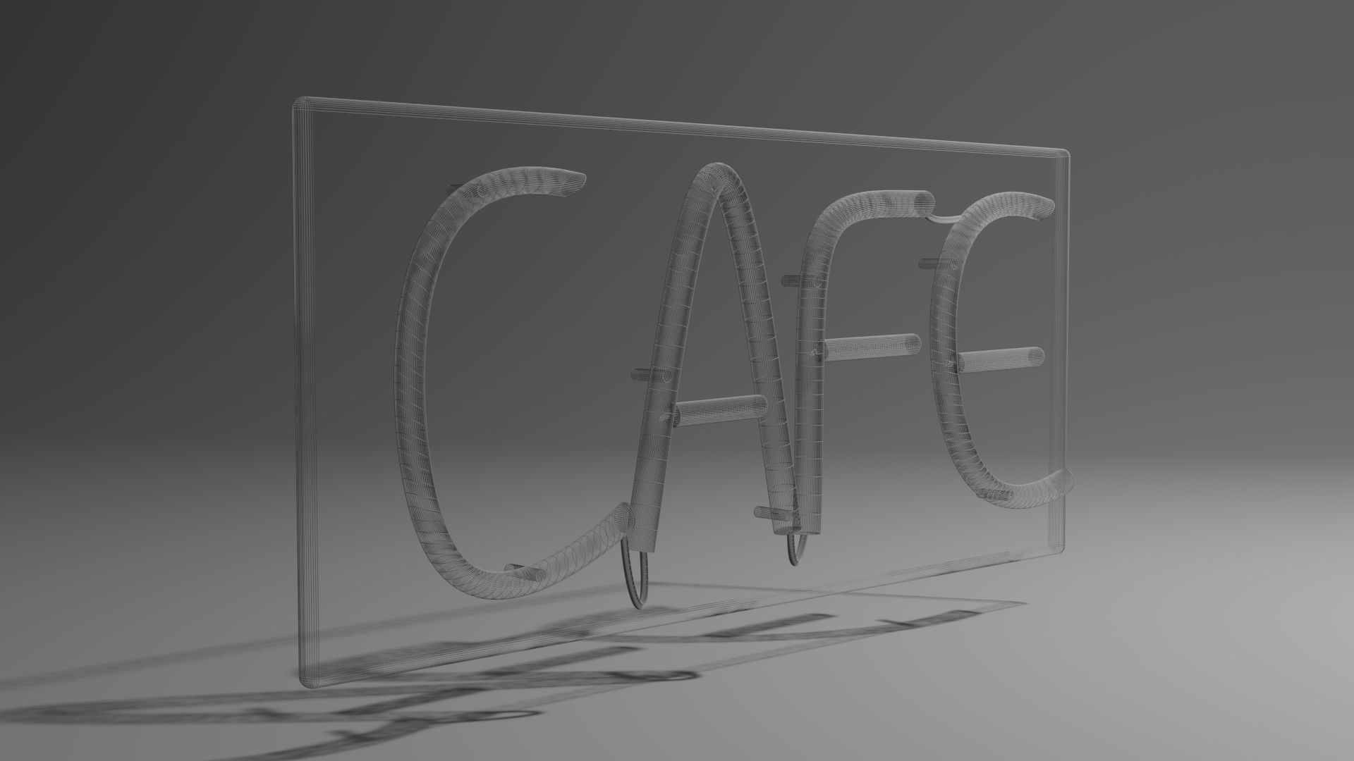Cafe Neon Sign Low-poly 3D model_4