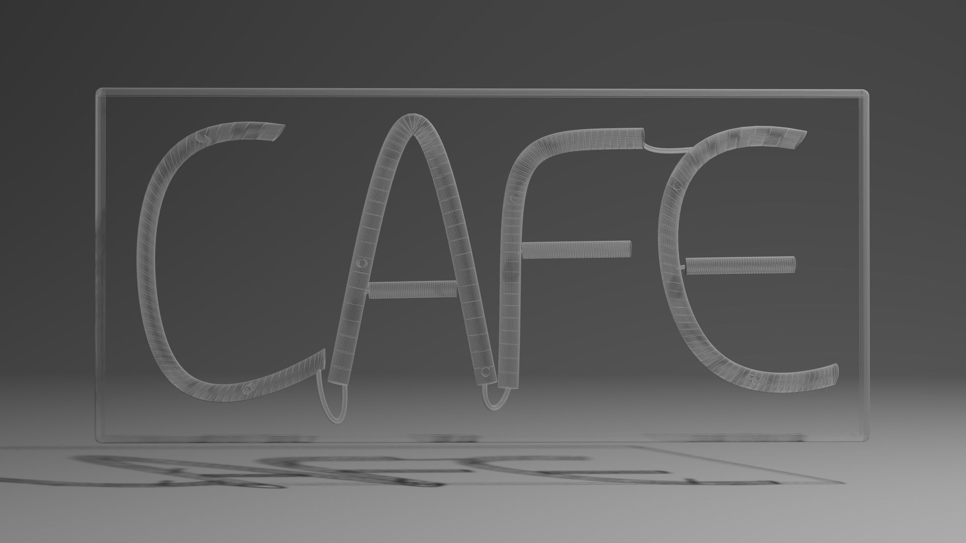 Cafe Neon Sign Low-poly 3D model_5