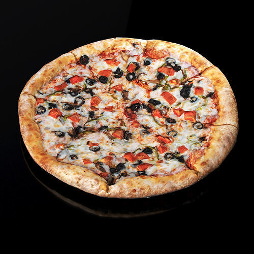 Vegetarian pizza 35 cm Low-poly 3D model