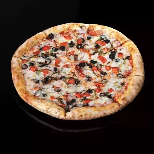 Vegetarian pizza 35 cm Low-poly 3D model