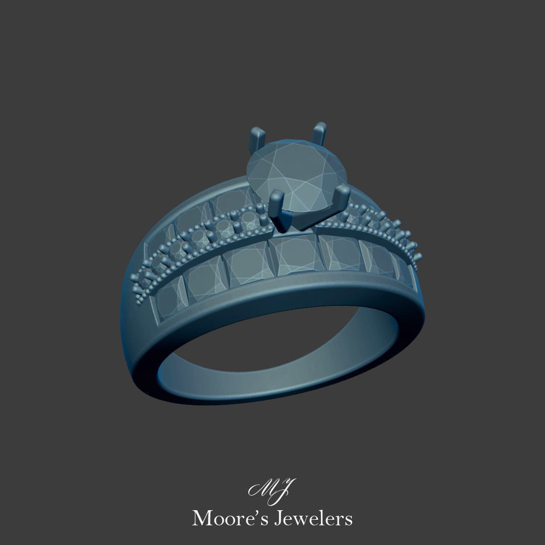 Tapered Engagement Ring 3d Model 3D print model_1
