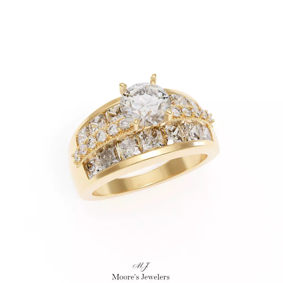 Tapered Engagement Ring 3d Model 3D print model_0