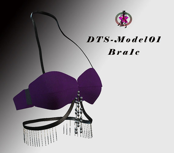 DTS-Model01-Bra1C bra with silver chains Low-poly 3D model