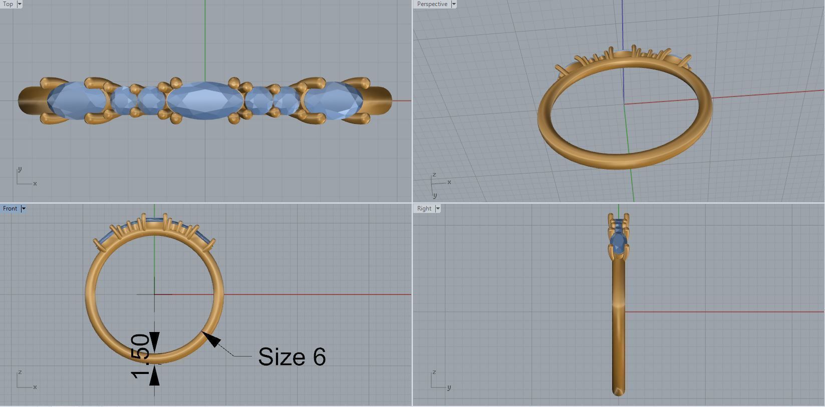 solitaire woman ring 3D print model_2