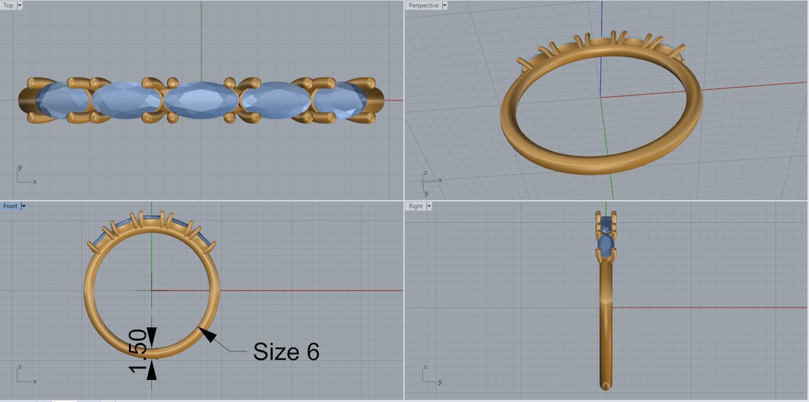 solitaire woman ring 3D print model_2