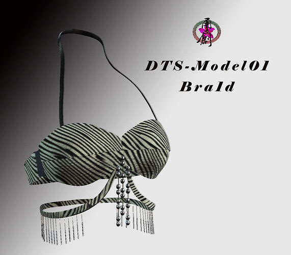 DTS-Model01-Bra1D zebra bikini top Low-poly 3D model