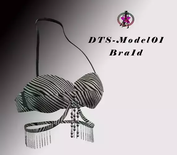 DTS-Model01-Bra1D zebra bikini top Low-poly 3D model