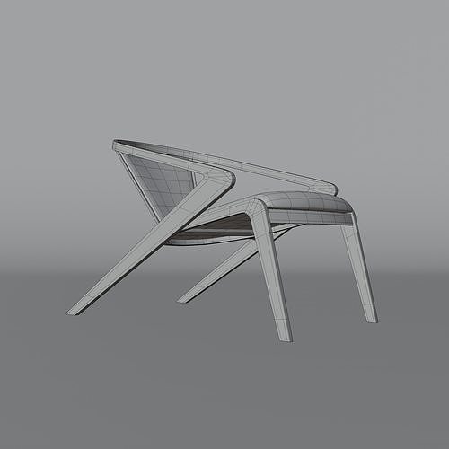 Portuguese Roots Lounge Chair Low-poly 3D model 7