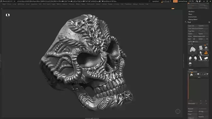 Ring Skull STL 3d model for 3d printing  3D print model