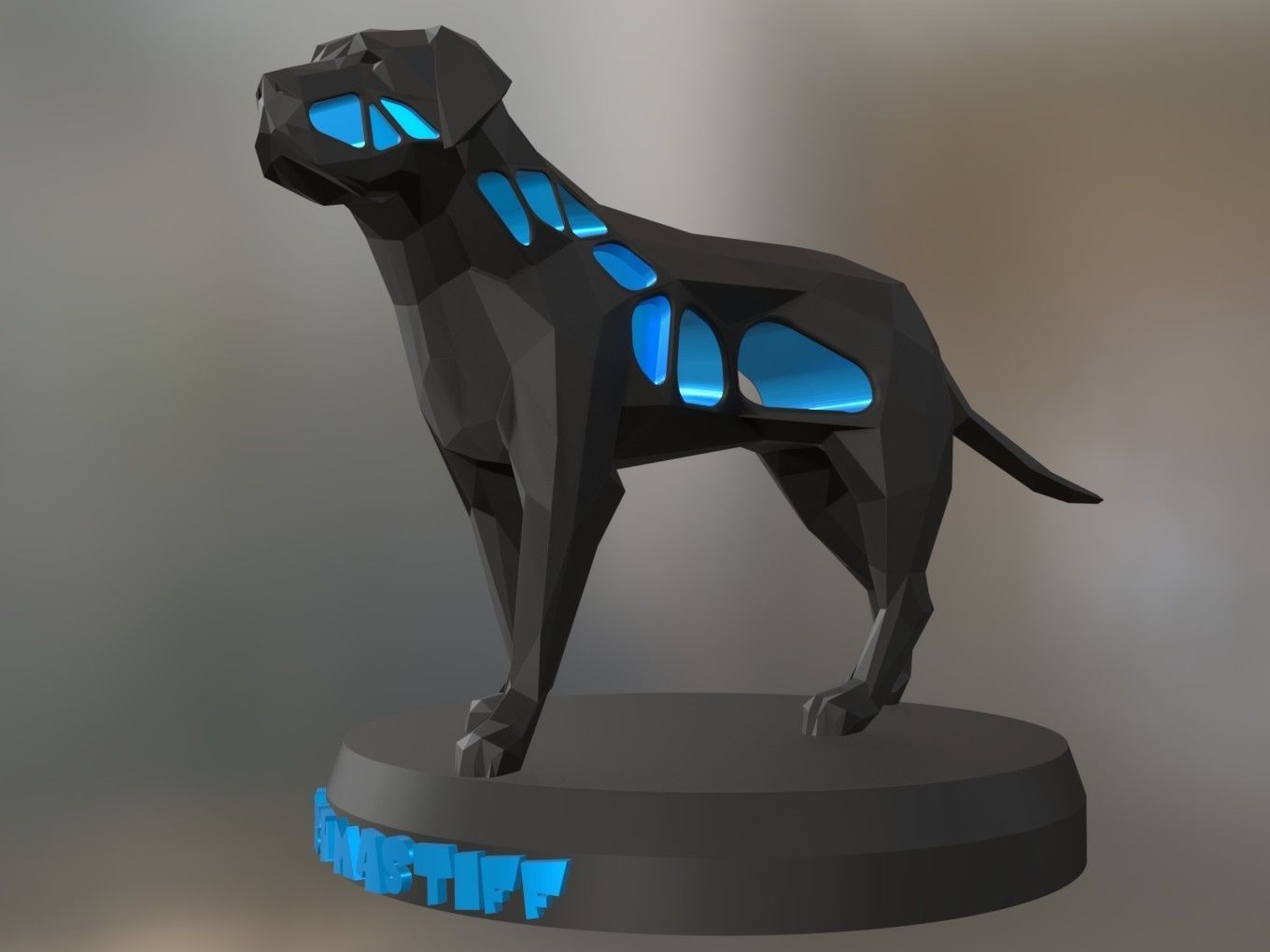 Voronoi English Mastiff Pose 3D print model_3