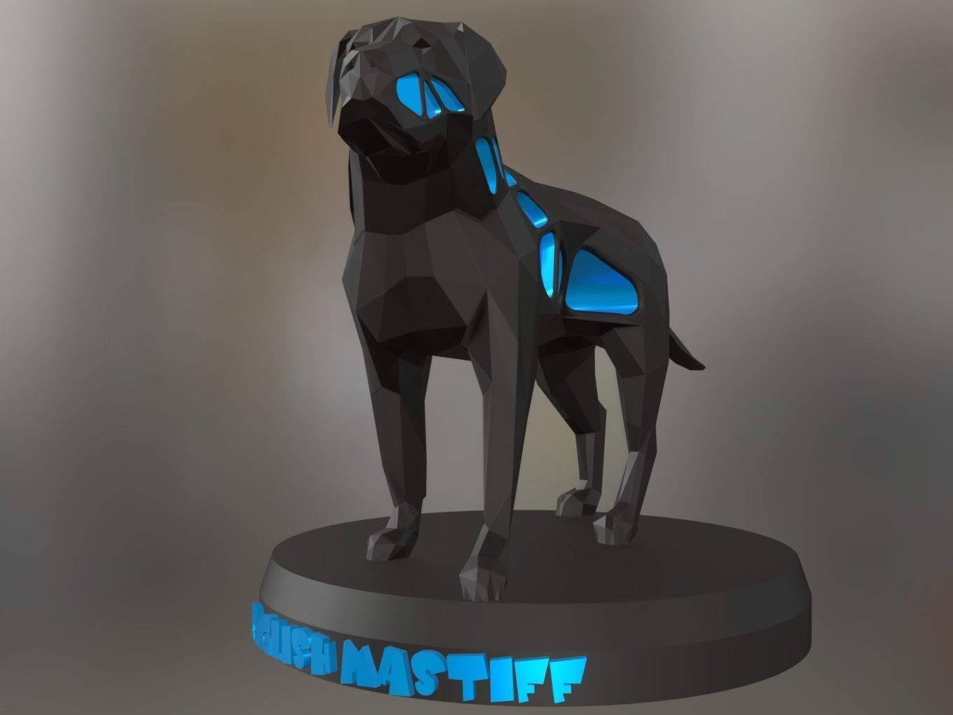 Voronoi English Mastiff Pose 3D print model_2