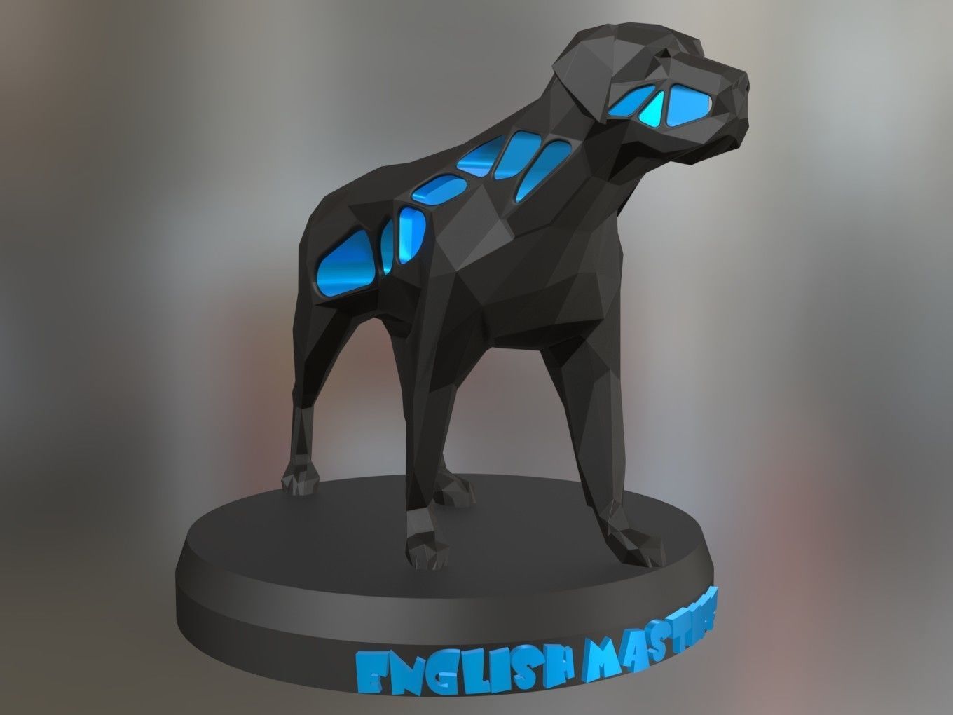 Voronoi English Mastiff Pose 3D print model_1