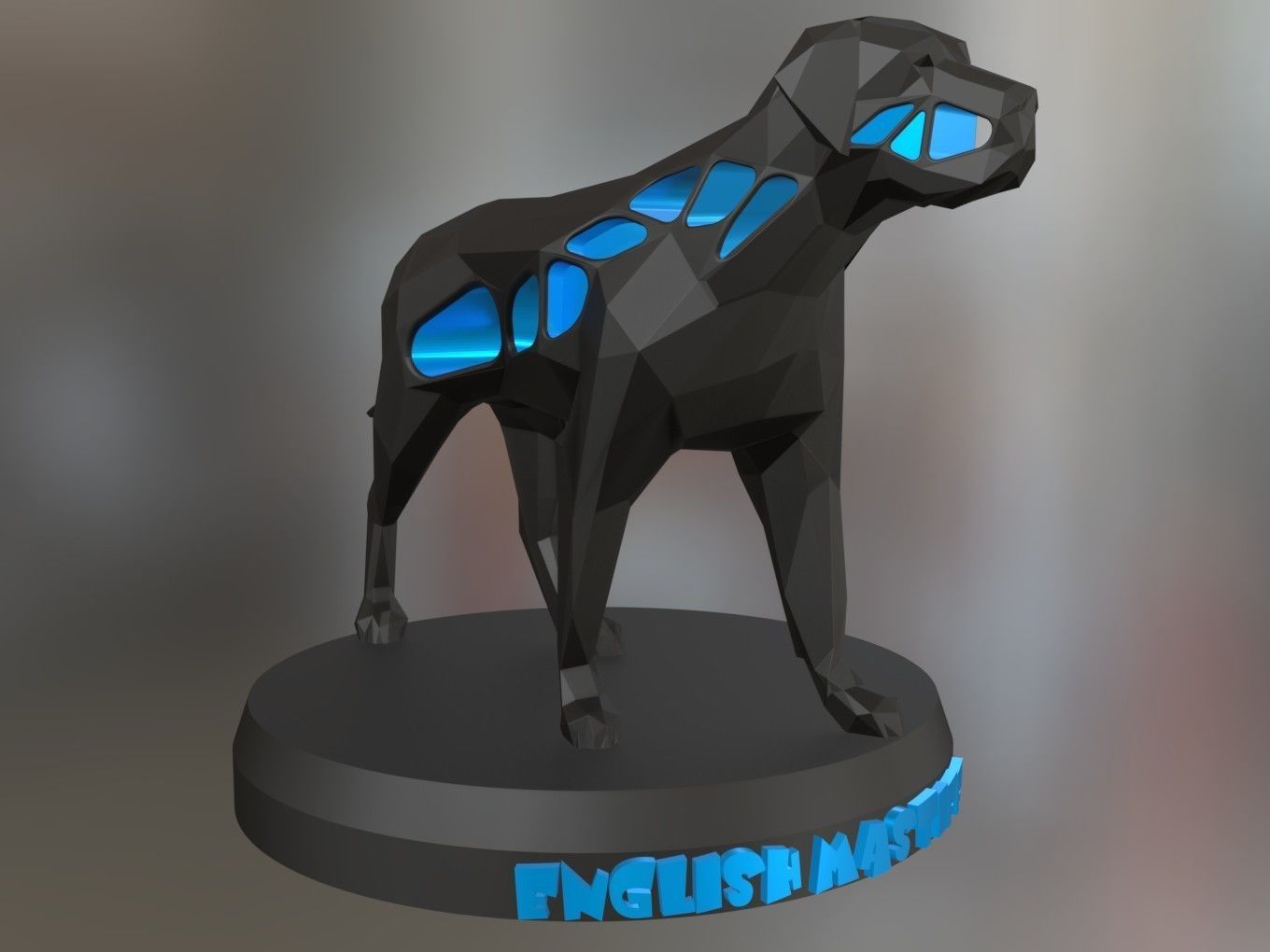 Voronoi English Mastiff Pose 3D print model_8