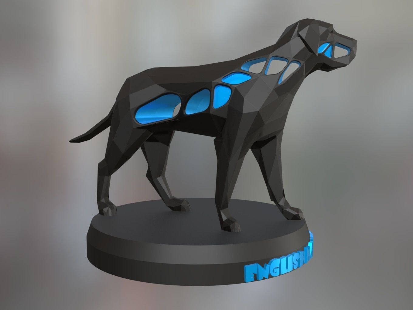 Voronoi English Mastiff Pose 3D print model_7