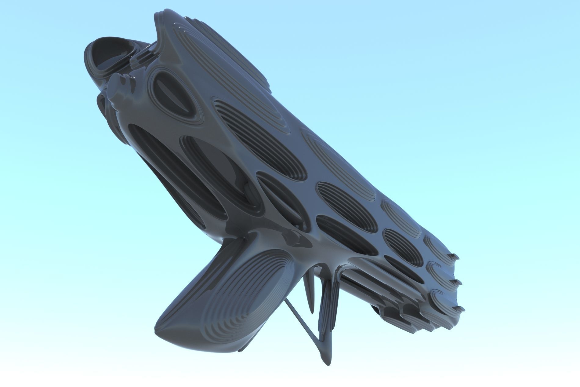 Gun SciFi Weapon 3D LowPoly Low-poly 3D model_6