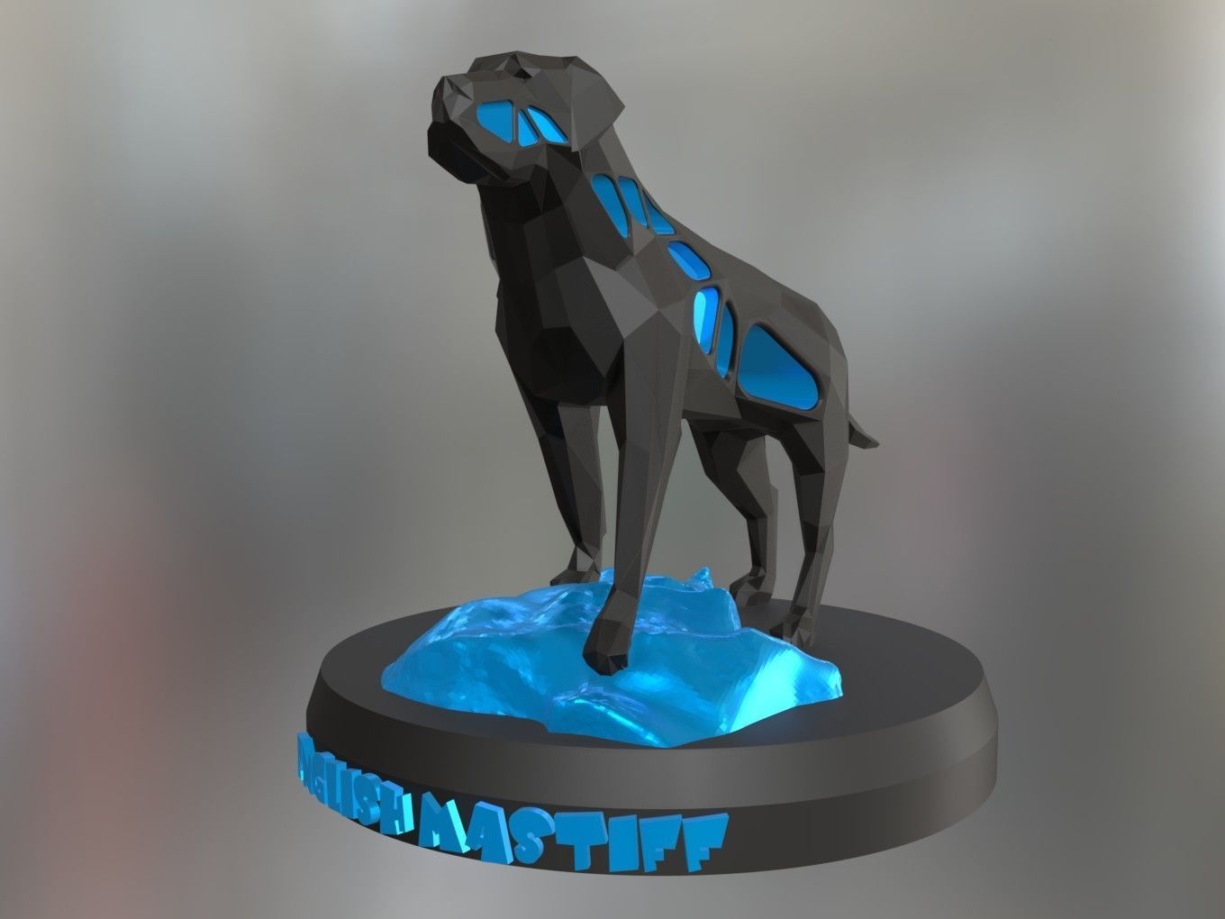Voronoi English Mastiff Rock 3D print model_1
