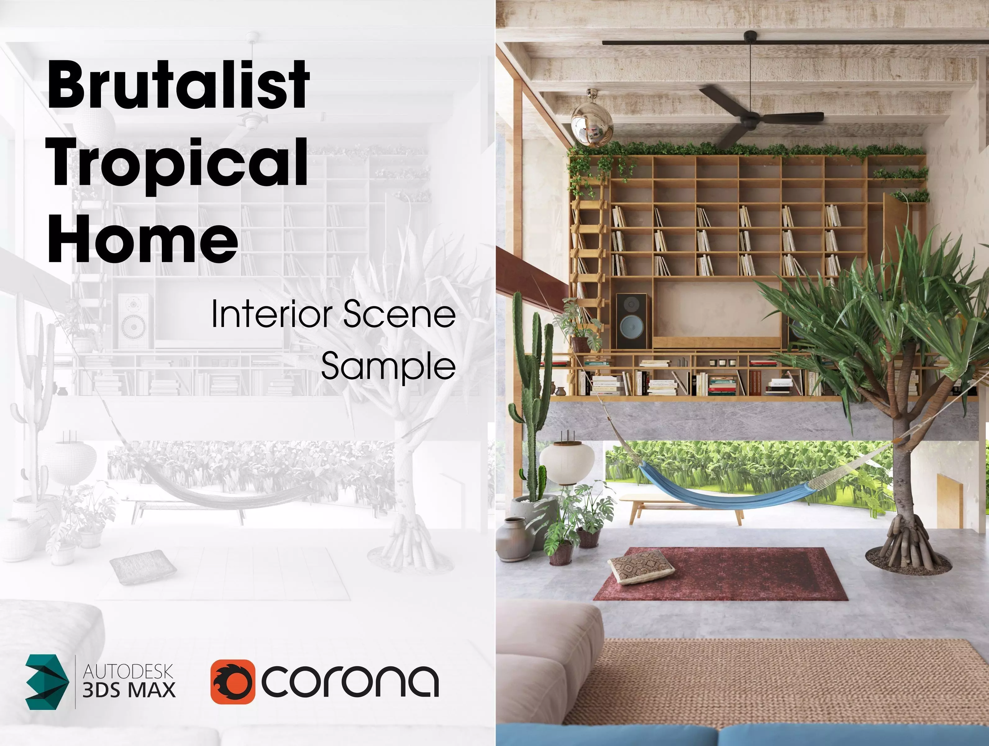 A Brutalist Tropical Home - Interior Scene 1 - Realistic Sample 3D model_0