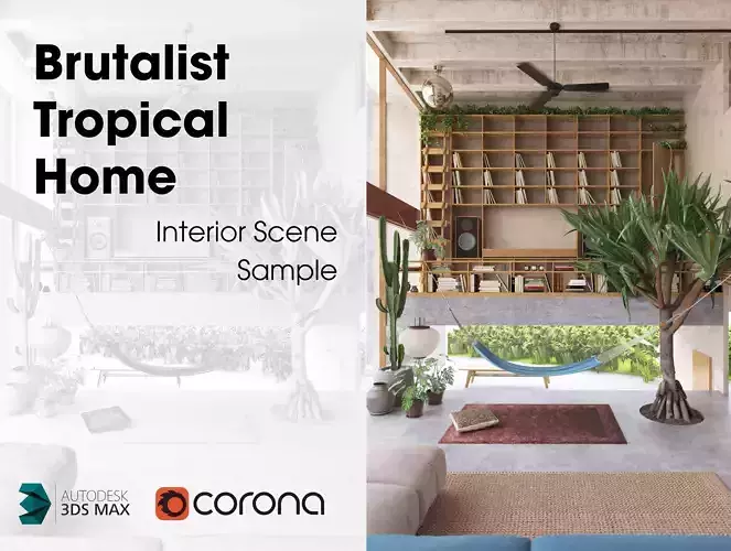  A Brutalist Tropical Home - Interior Scene 1 - Realistic Sample