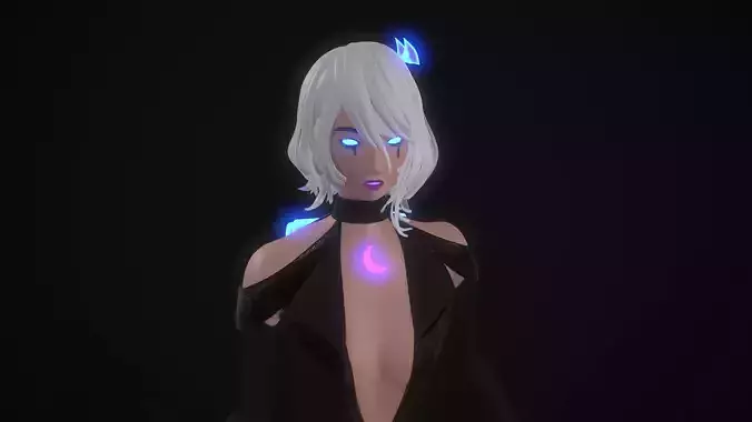 Violet sexy girl with glowing eyes