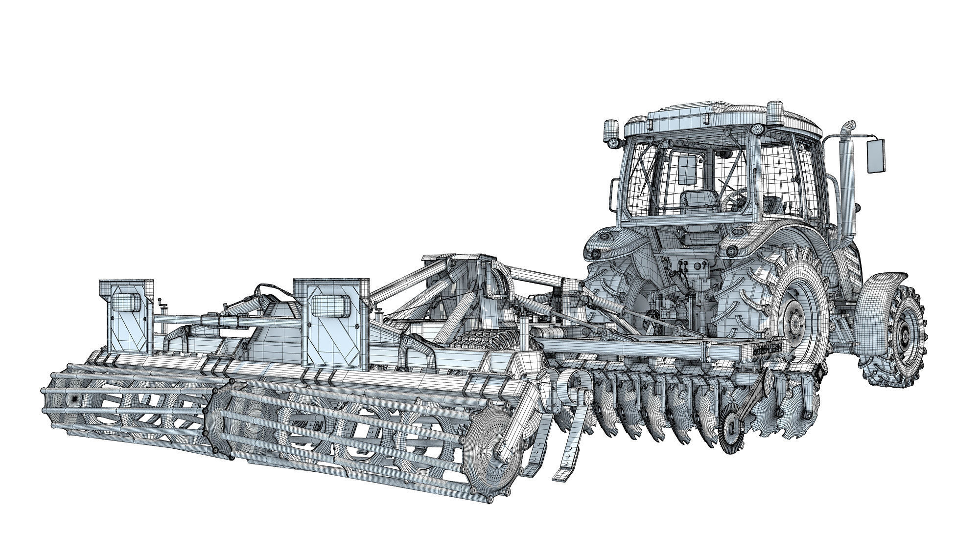 Tractor with Trailed Disc Harrow 3D model_17