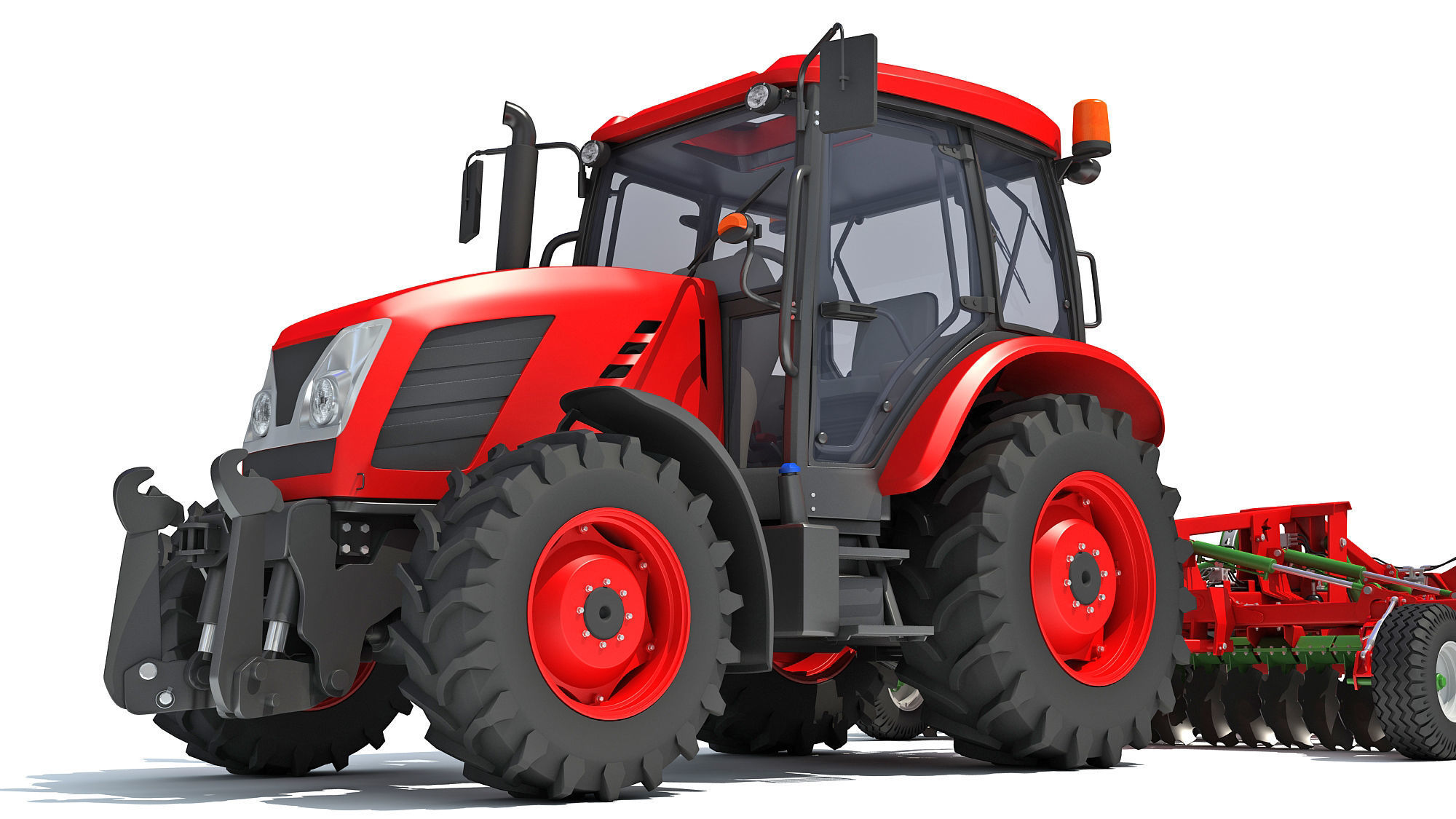 Tractor with Trailed Disc Harrow 3D model_12