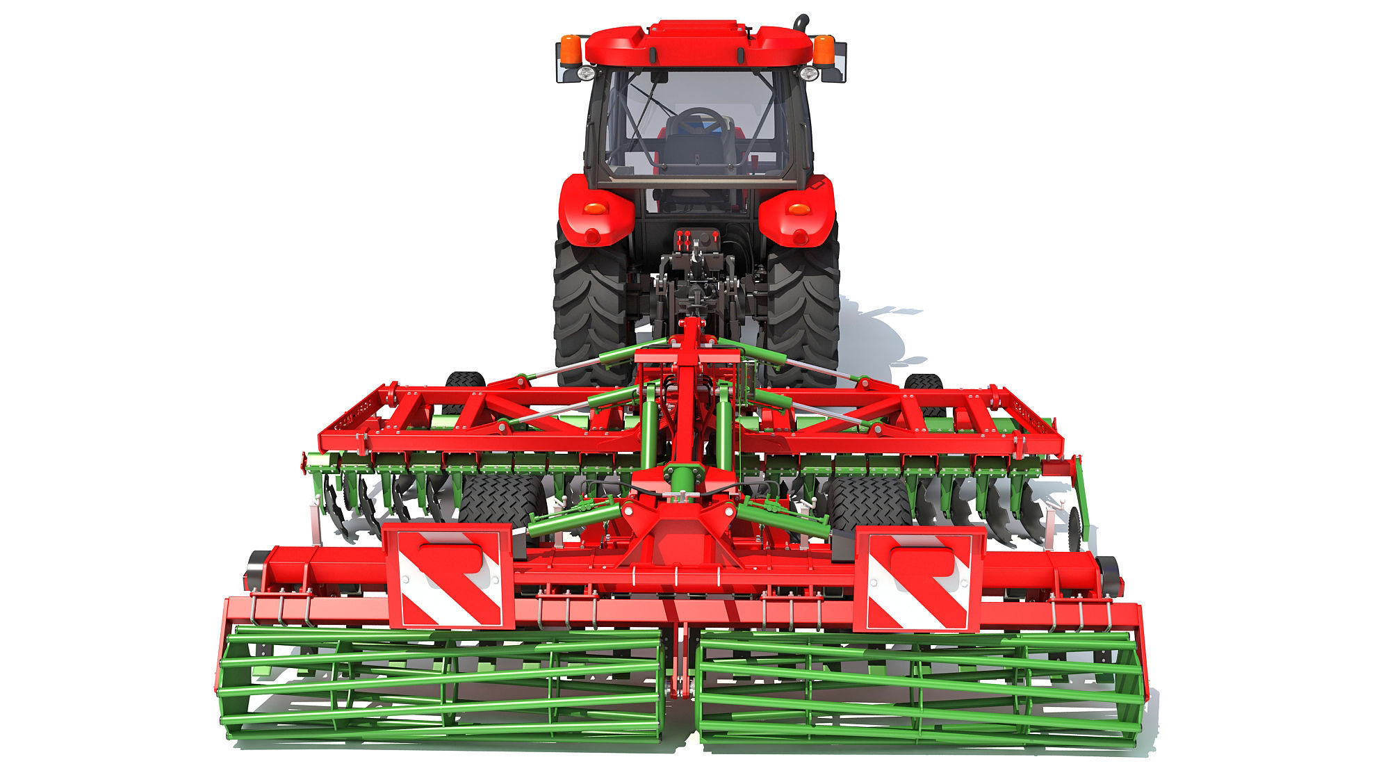 Tractor with Trailed Disc Harrow 3D model_4