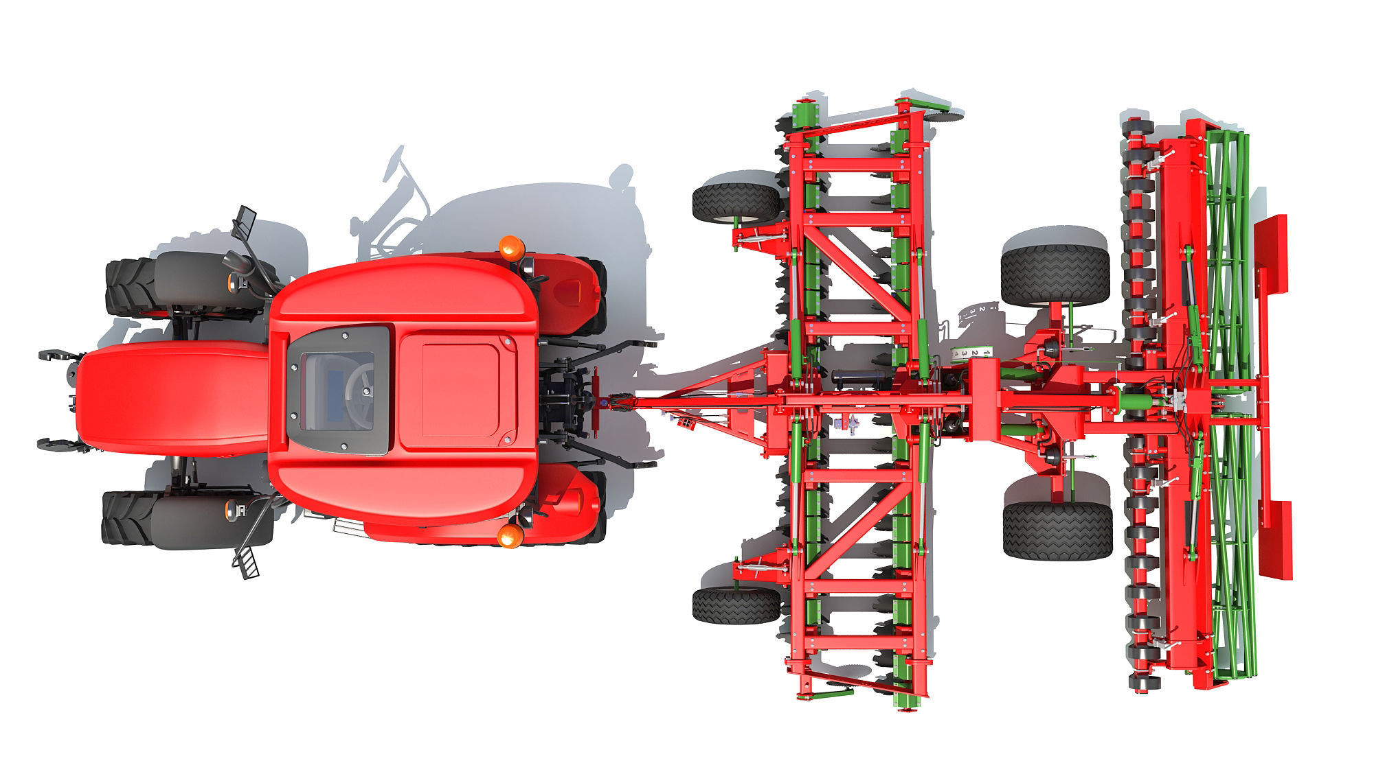 Tractor with Trailed Disc Harrow 3D model_9