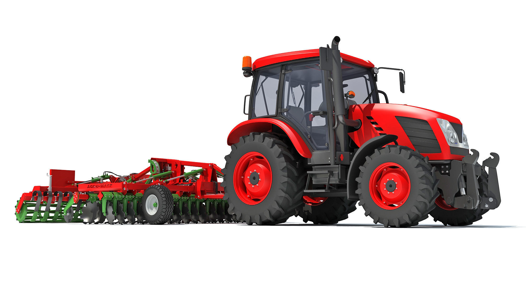 Tractor with Trailed Disc Harrow 3D model_7