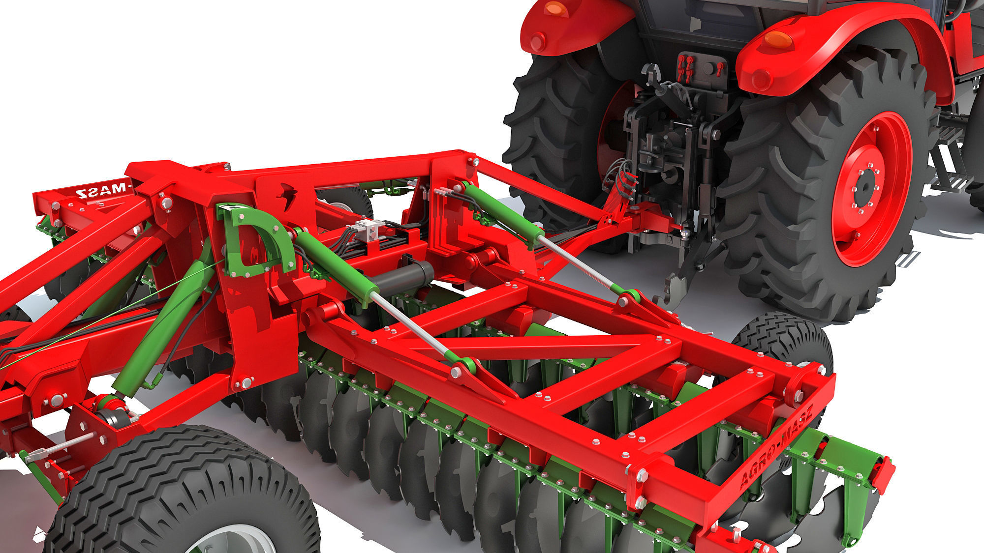 Tractor with Trailed Disc Harrow 3D model_14