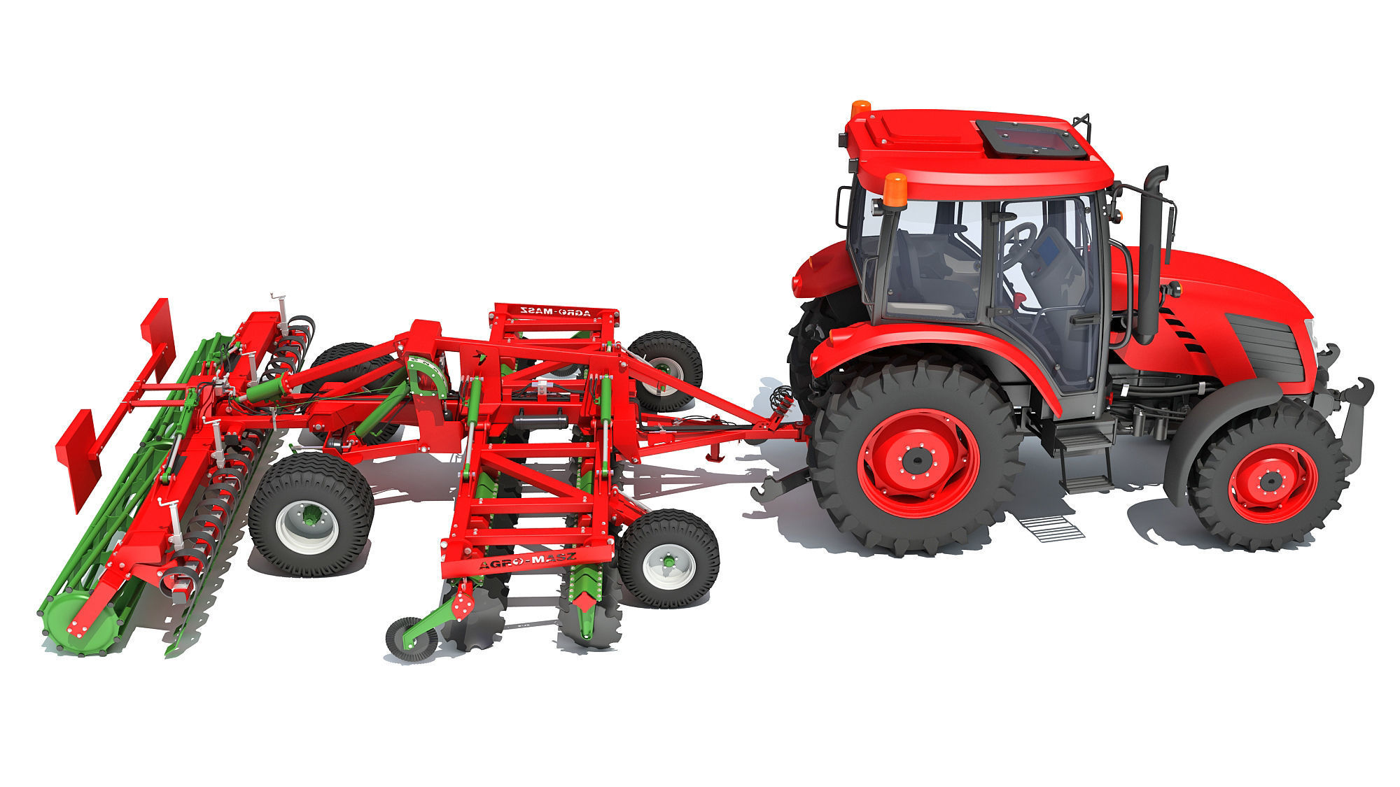 Tractor with Trailed Disc Harrow 3D model_6