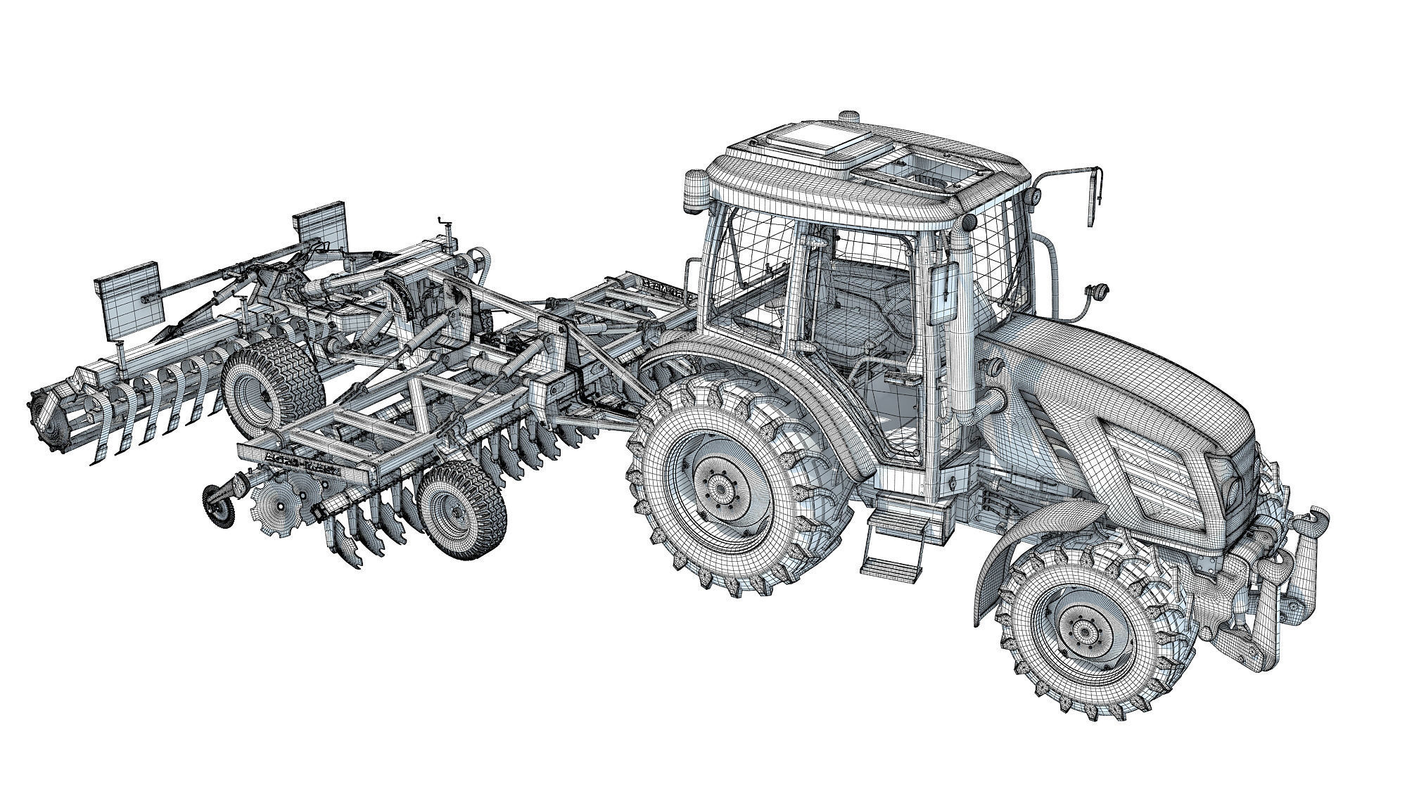Tractor with Trailed Disc Harrow 3D model_18
