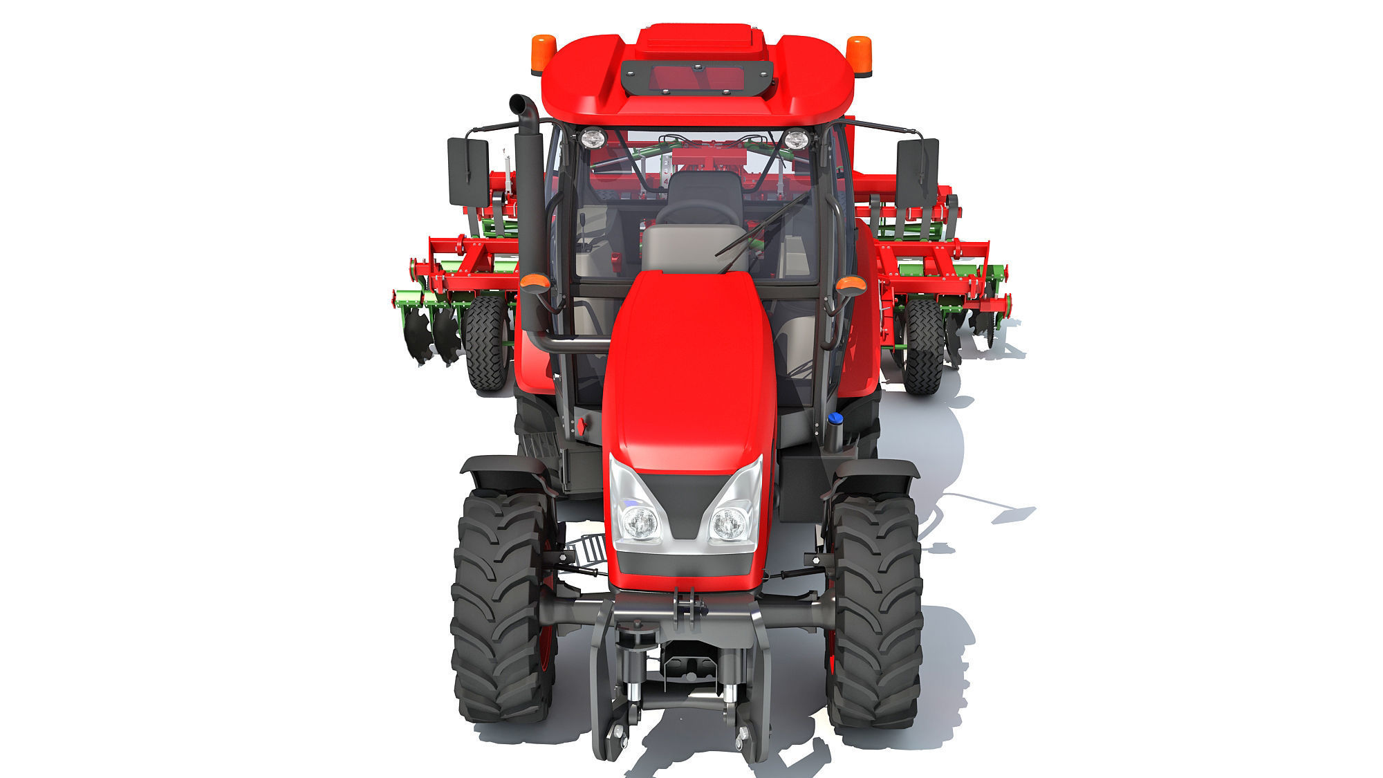 Tractor with Trailed Disc Harrow 3D model_10