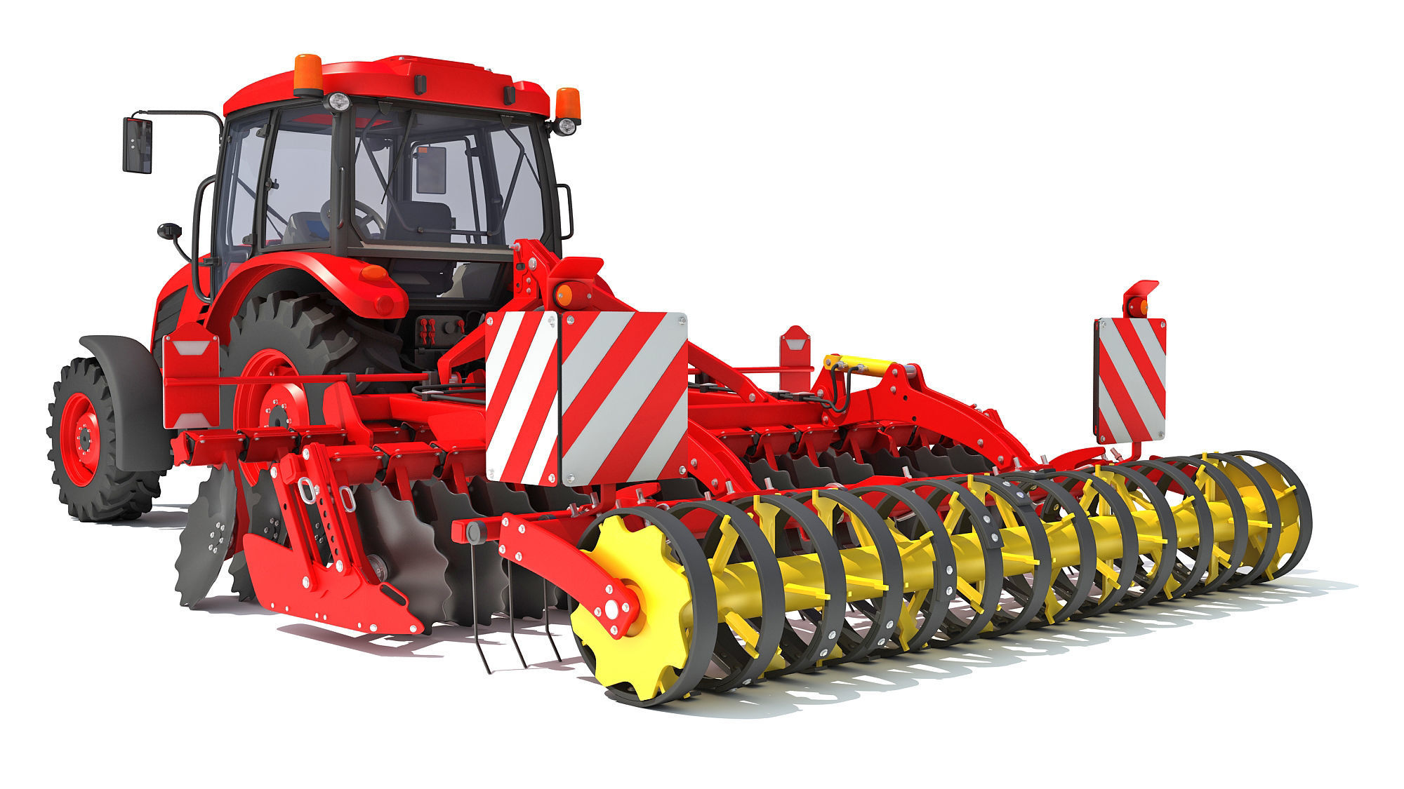 Tractor with Compact Disc Harrow 3D model_3
