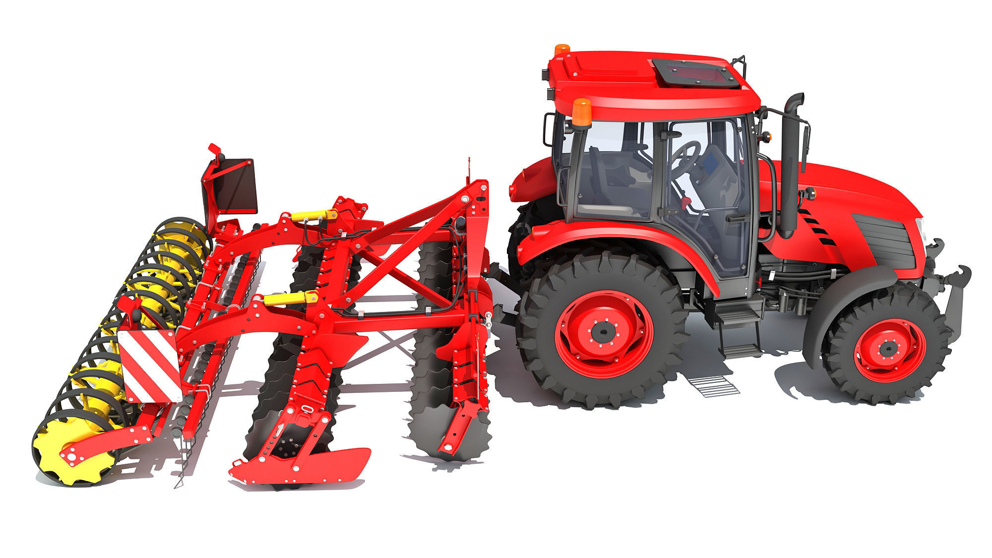 Tractor with Compact Disc Harrow 3D model_6