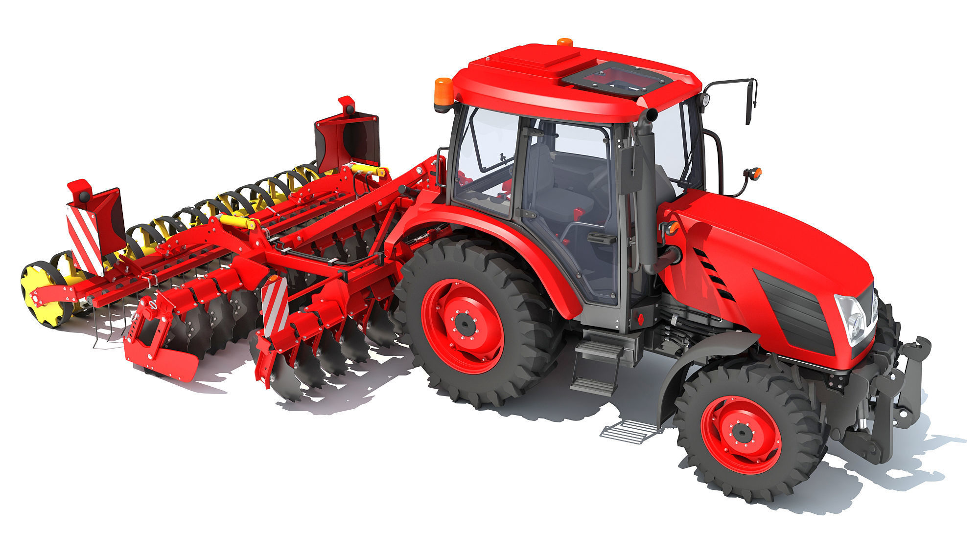 Tractor with Compact Disc Harrow 3D model_9