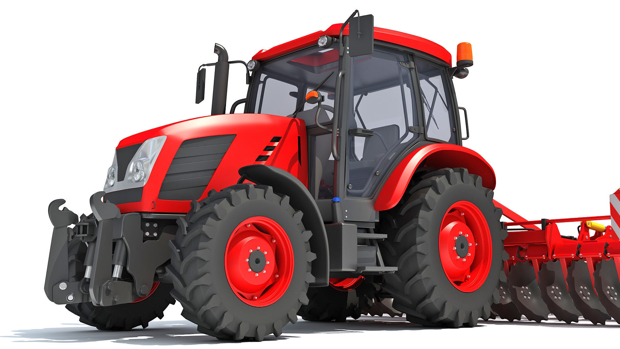 Tractor with Compact Disc Harrow 3D model_12