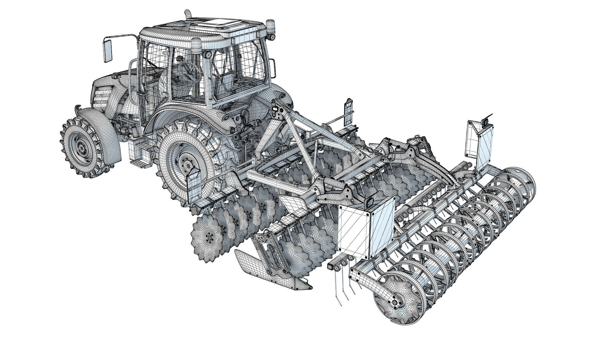 Tractor with Compact Disc Harrow 3D model_16