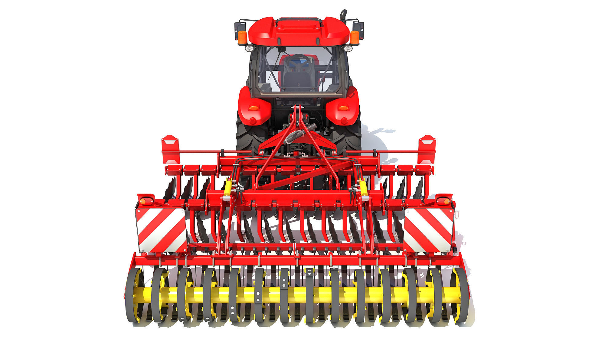 Tractor with Compact Disc Harrow 3D model_4