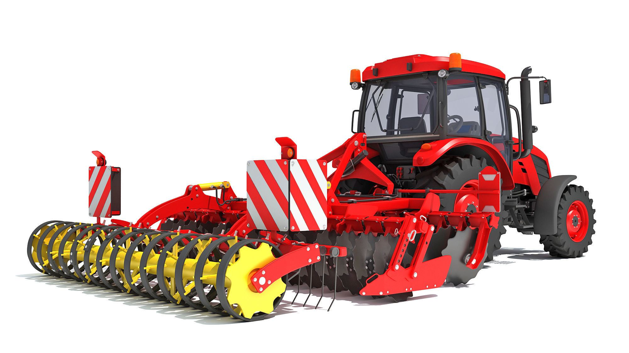 Tractor with Compact Disc Harrow 3D model_5